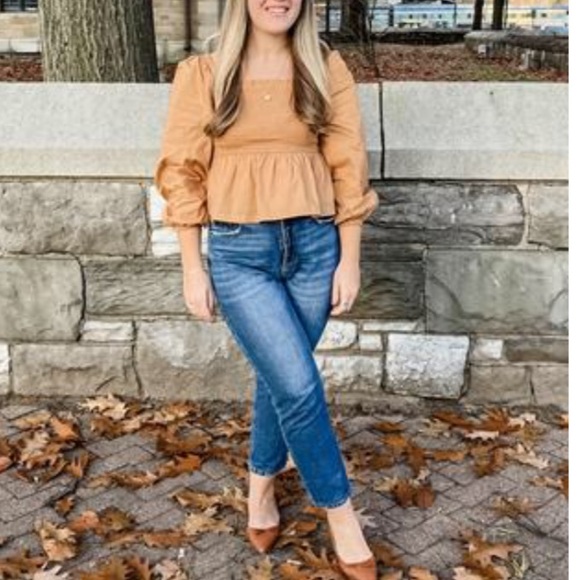 J Crew Puff-Sleeve Smocked Cotton Poplin Top sz. L - Picture 3 of 5